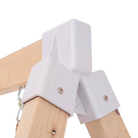 Maisonnette sur pilotis, glissière, 1 balançoire coquelicot bois fsc® Marron - rouge - blanc 3 - vertbaudet enfant 