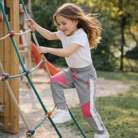 Pantalon de jogging resserré aux chevilles, coupe décontractée et taille élastique à cordon Bleu marine+Corail+Gris 12 - vertbaudet enfant 