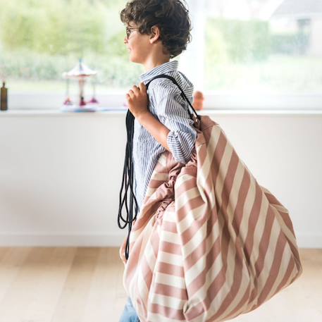 Sac à jouets 2 en 1 noomad original stripes pink Ecru, rose 4 - vertbaudet enfant 