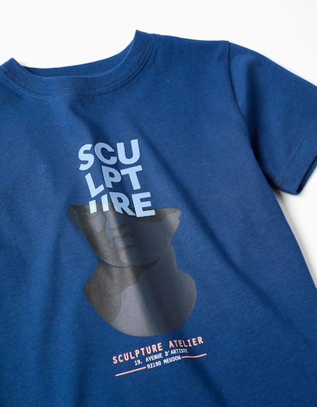 T-shirt en coton avec imprimé sculpture Bleu foncé 3 - vertbaudet enfant 