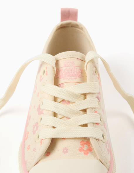 Baskets en toile avec motif floral et lacets Beige clair 4 - vertbaudet enfant 