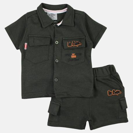 Ensemble chemiser et short  bébé   garçon imprimé  col chemise Gris+Kaki+Marine 9 - vertbaudet enfant 