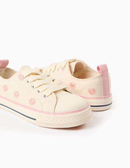 Baskets en toile avec motif floral brodé Beige clair 3 - vertbaudet enfant 
