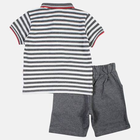 Ensemble polo et short bébé garçon été Gris+Marine 4 - vertbaudet enfant 