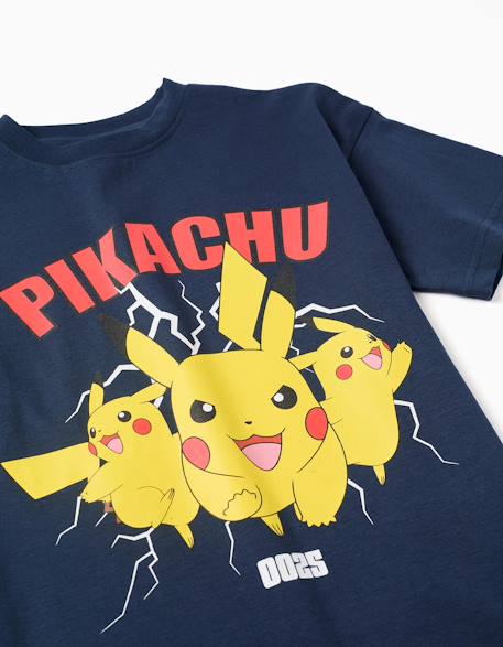 T-shirt en coton avec imprimé pikachu Bleu foncé 3 - vertbaudet enfant 