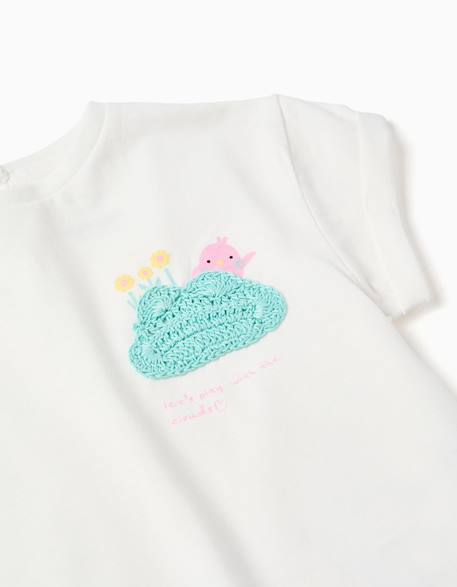T-shirt en coton avec imprimé crochet sur la poitrine Blanc 3 - vertbaudet enfant 