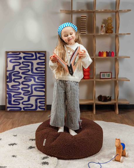 Pouf enfant ottoman rond - coussin de sol déhoussable en teddy Biscuit+Cream white+Guava+Maple+Matcha+Warm hazel 34 - vertbaudet enfant 