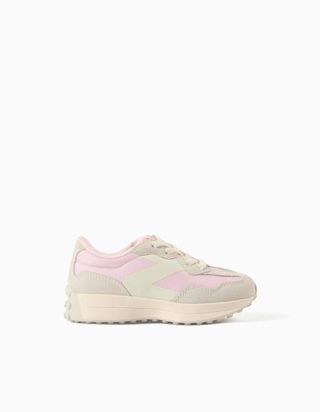 Baskets bi-matière à lacets superlight runner Rose clair 1 - vertbaudet enfant 