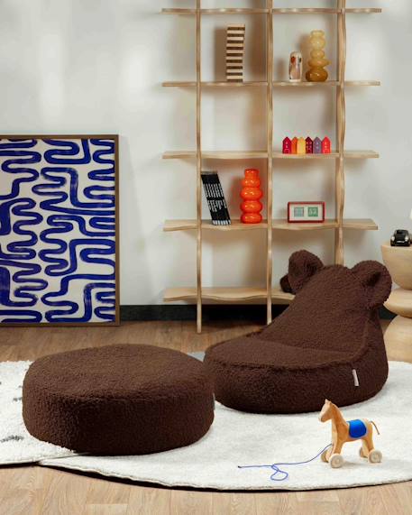 Pouf enfant ottoman rond - coussin de sol déhoussable en teddy Biscuit+Cream white+Guava+Maple+Matcha+Warm hazel 33 - vertbaudet enfant 