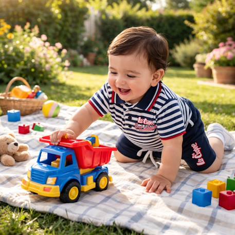 Ensemble polo et short bébé garçon été Gris+Marine 8 - vertbaudet enfant 