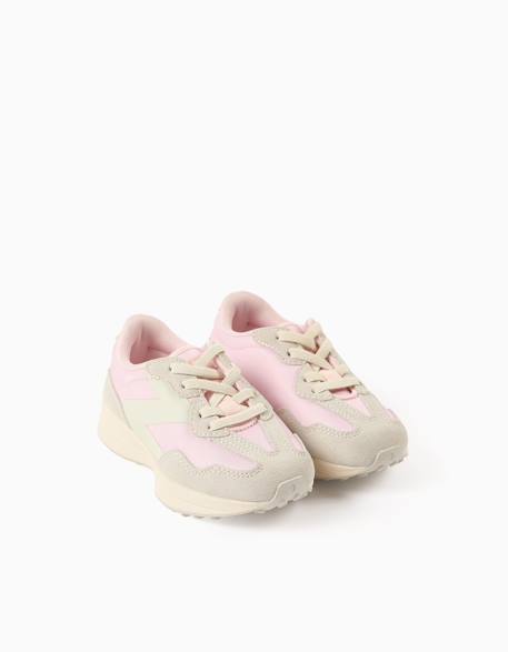 Baskets bi-matière à lacets superlight runner Rose clair 2 - vertbaudet enfant 
