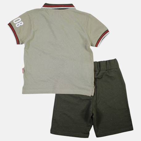 Ensemble polo et short  bébé   garçon imprimé  col chemise Bleu+Kaki+Orange 10 - vertbaudet enfant 