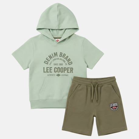 Ensemble sweat à capuche manches courtes et short garçon Bleu+Gris+Marine+Vert 12 - vertbaudet enfant 