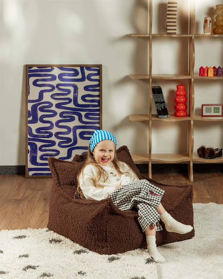 Pouf poire chambre enfant - fauteuil comfortable en teddy Biscuit+Cream white+Guava+Maple+Matcha+Warm hazel 31 - vertbaudet enfant 