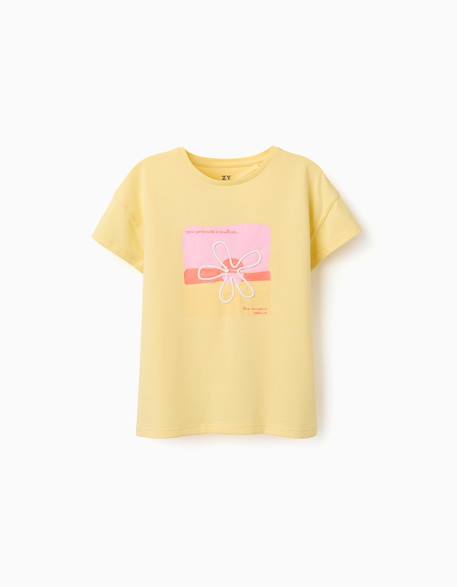 T-shirt en coton à imprimé floral 3d Blanc+Jaune clair 6 - vertbaudet enfant 