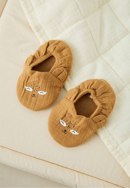 Chaussons bébé en gaze de coton gabin Ocre 1 - vertbaudet enfant 