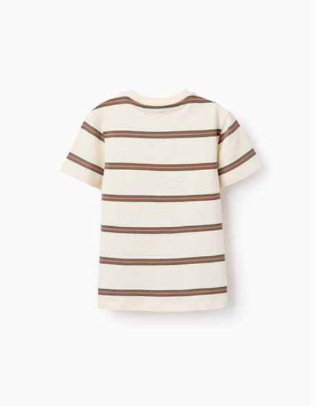 T-shirt en coton à rayures Beige clair 3 - vertbaudet enfant 