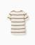 T-shirt en coton à rayures Beige clair 3 - vertbaudet enfant 
