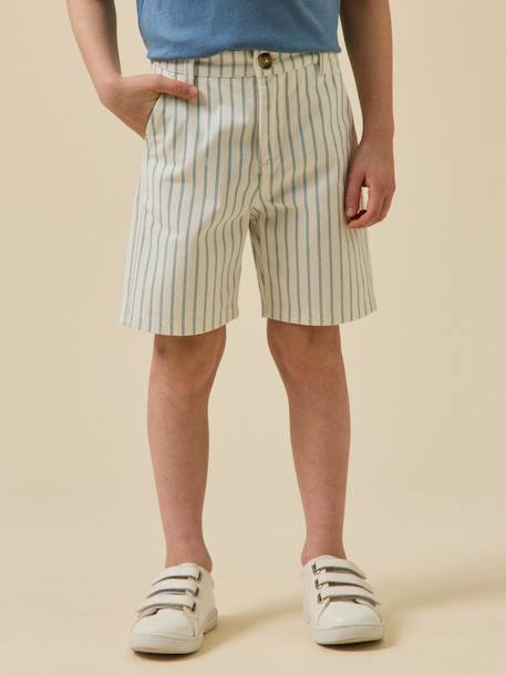 Bermuda garçon rayé Rayure bleu/ecru 1 - vertbaudet enfant 