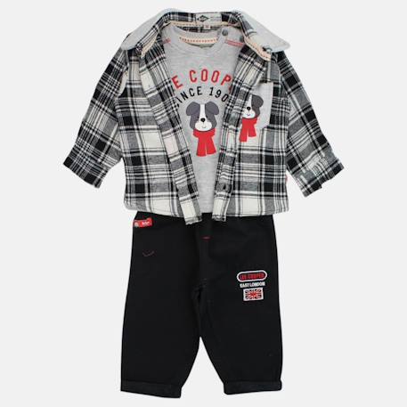 Ensemble bébé t-shirt manches longues avec veste et pantalon Gris+Rouge 5 - vertbaudet enfant 