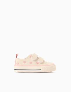Chaussures-Chaussures bébé 17-26-Baskets en toile avec motif floral brodé