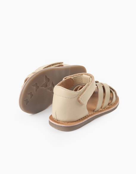 Sandales en cuir fermées avec lanières croisées Blanc 3 - vertbaudet enfant 
