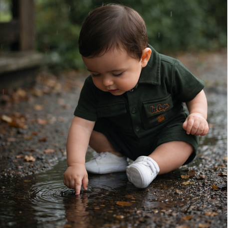 Ensemble chemiser et short  bébé   garçon imprimé  col chemise Gris+Kaki+Marine 8 - vertbaudet enfant 