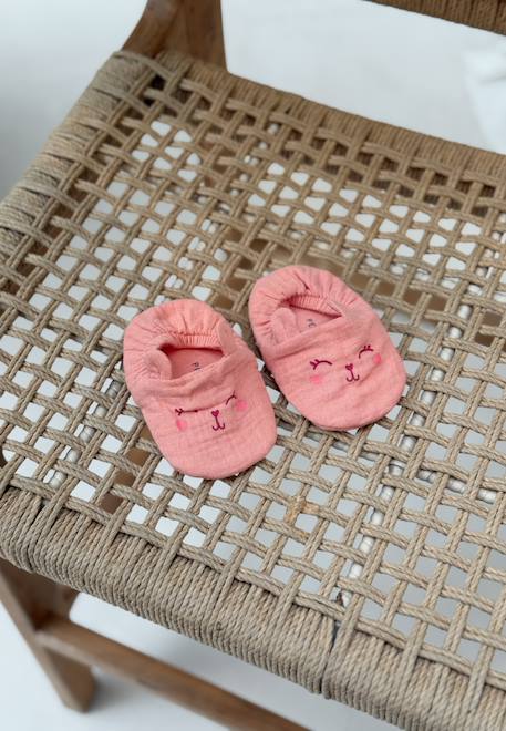Chaussons bébé en gaze de coton santa giulia Orange 1 - vertbaudet enfant 