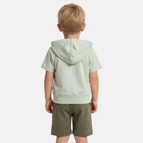Ensemble sweat à capuche manches courtes et short garçon Bleu+Gris+Marine+Vert 11 - vertbaudet enfant 