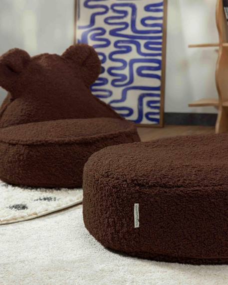 Pouf enfant ottoman rond - coussin de sol déhoussable en teddy Biscuit+Cream white+Guava+Maple+Matcha+Warm hazel 31 - vertbaudet enfant 