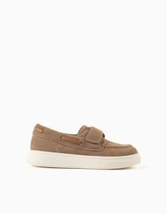 Chaussures-Chaussures bateau en suède avec fermeture à scratch