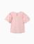T-shirt en coton avec manches en broderie anglaise Beige clair+Rose clair 5 - vertbaudet enfant 