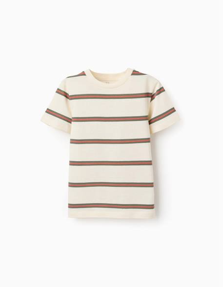 T-shirt en coton à rayures Beige clair 2 - vertbaudet enfant 