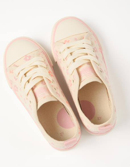 Baskets en toile avec motif floral et lacets Beige clair 3 - vertbaudet enfant 