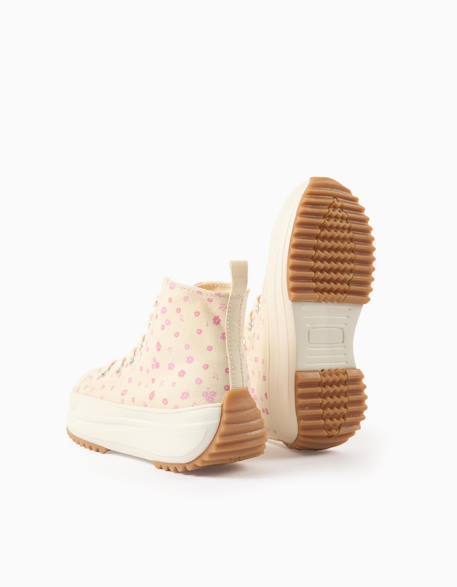 Baskets montantes en toile à motif floral Blanc 2 - vertbaudet enfant 