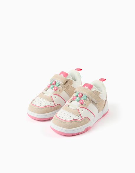 Baskets bi-matière à fleurs décoratives Blanc 4 - vertbaudet enfant 