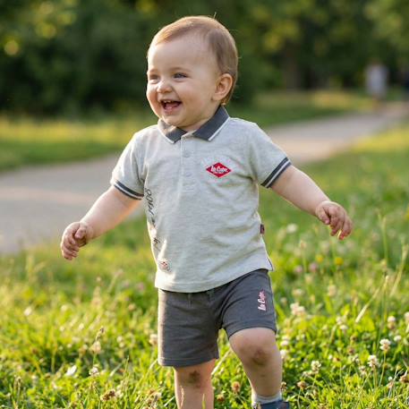 Ensemble polo et short bébé garçon été Gris+Marine 2 - vertbaudet enfant 