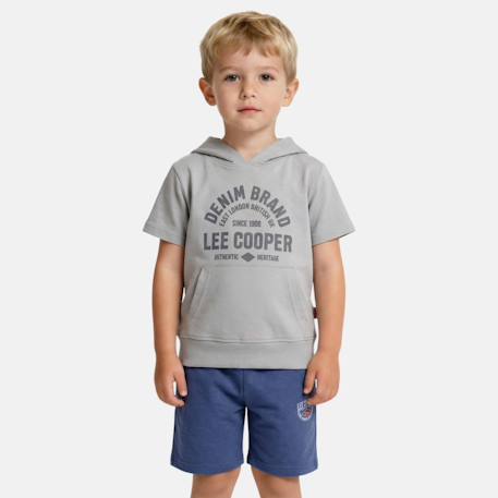 Ensemble sweat à capuche manches courtes et short garçon Bleu+Gris+Marine+Vert 7 - vertbaudet enfant 