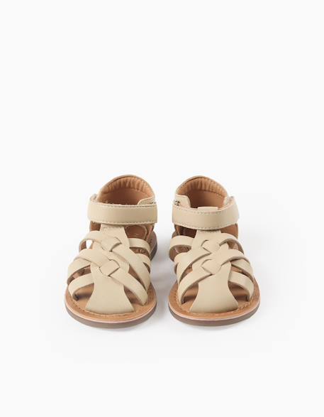 Sandales en cuir fermées avec lanières croisées Blanc 2 - vertbaudet enfant 