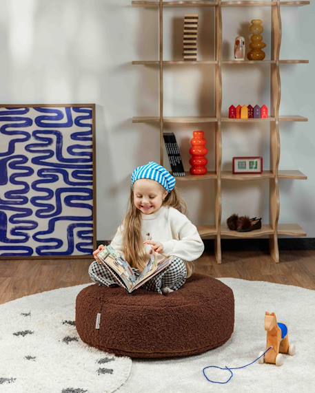 Pouf enfant ottoman rond - coussin de sol déhoussable en teddy Biscuit+Cream white+Guava+Maple+Matcha+Warm hazel 30 - vertbaudet enfant 