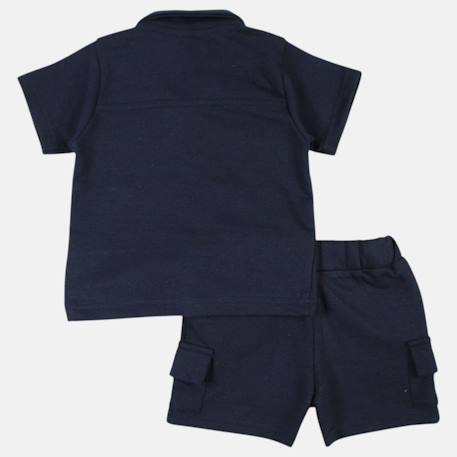 Ensemble chemiser et short  bébé   garçon imprimé  col chemise Gris+Kaki+Marine 16 - vertbaudet enfant 