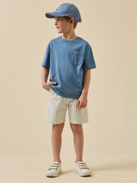 Bermuda garçon rayé Rayure bleu/ecru 4 - vertbaudet enfant 