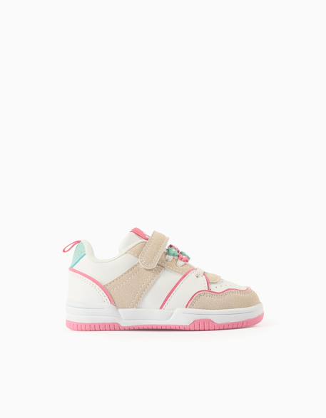 Baskets bi-matière à fleurs décoratives Blanc 2 - vertbaudet enfant 