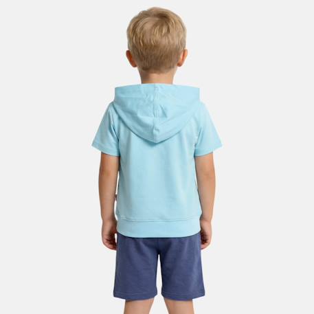 Ensemble sweat à capuche manches courtes et short garçon Bleu+Gris+Marine+Vert 2 - vertbaudet enfant 