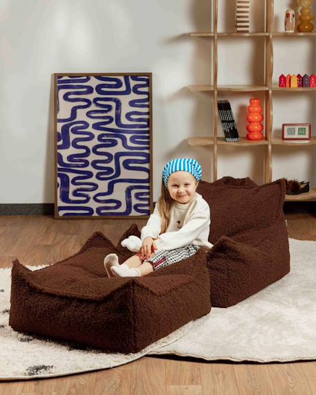 Pouf enfant ottoman carré - coussin de sol déhoussable en teddy Biscuit+Cream white+Guava+Maple+Matcha+Warm hazel 33 - vertbaudet enfant 