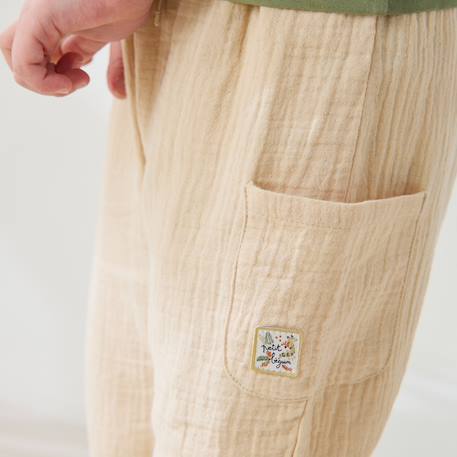 Pantalon enfant en gaze de coton gabin Sable 5 - vertbaudet enfant 