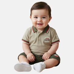 -Ensemble polo et short  bébé   garçon imprimé  col chemise