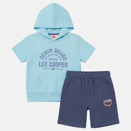 Ensemble sweat à capuche manches courtes et short garçon Bleu+Gris+Marine+Vert 3 - vertbaudet enfant 