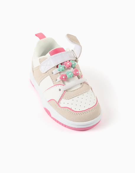 Baskets bi-matière à fleurs décoratives Blanc 3 - vertbaudet enfant 