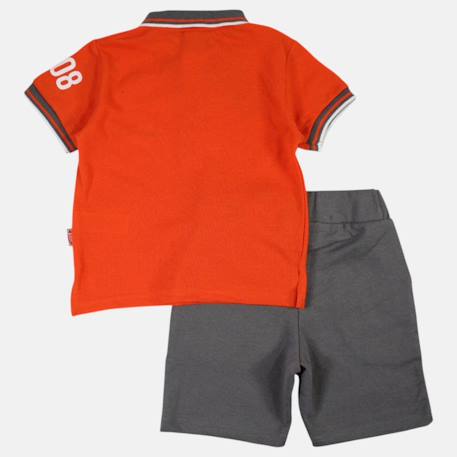 Ensemble polo et short  bébé   garçon imprimé  col chemise Bleu+Kaki+Orange 16 - vertbaudet enfant 